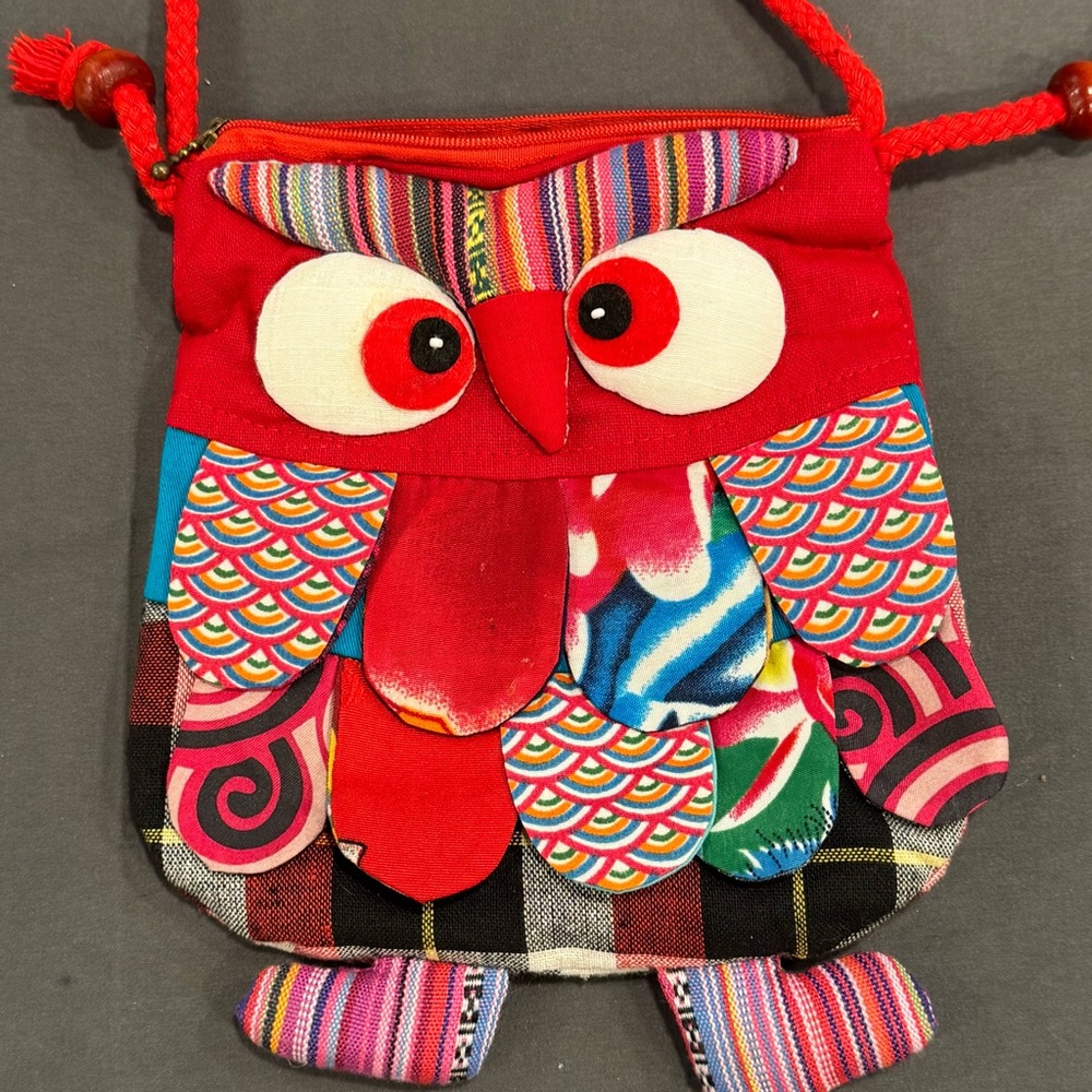 Colorful Owl Fabric Crossbody Bag